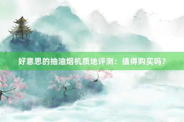 好意思的抽油烟机质地评测：值得购买吗？